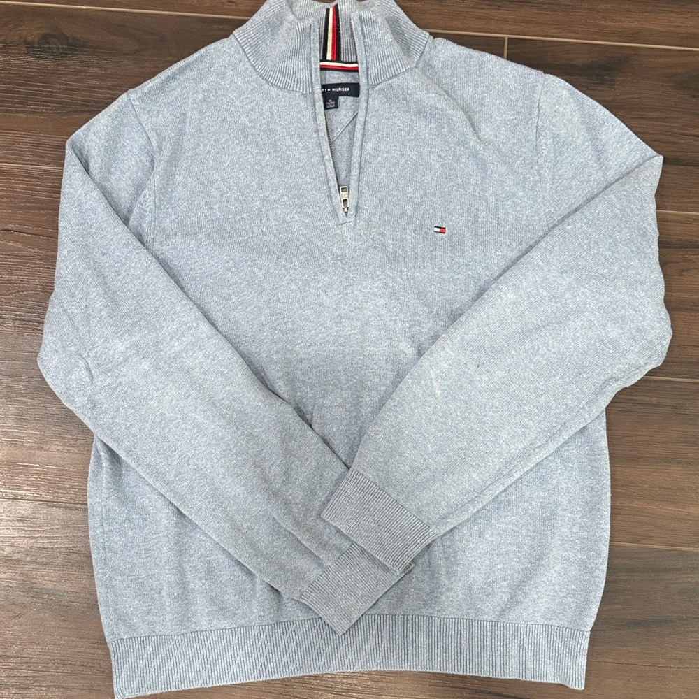 Tommy Hilfiger Men's Heather Gray Zip-Up Sweater